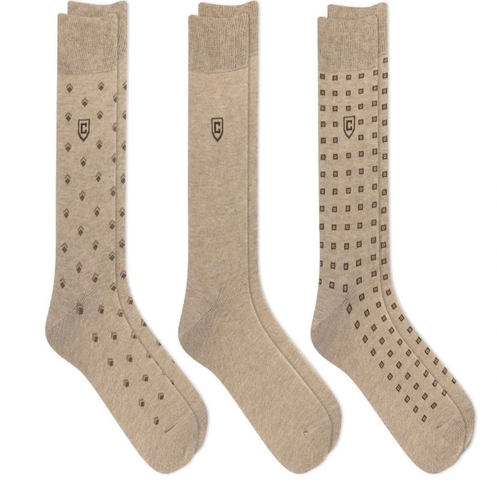 3 Chaps Classic Dress Diamond Crew Socks 3-Pair Pack Black, Blue, & Tan